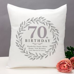 Personalised 70th Birthday Cushion Product Image