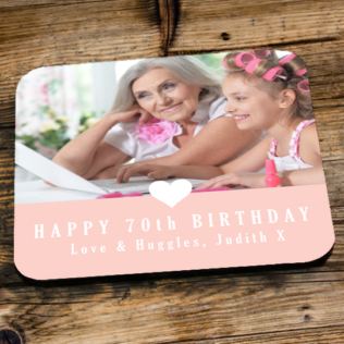 Personalised 70th Birthday Pink Photo Coaster Product Image