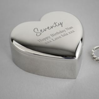 Personalised Silver Plated 70th Birthday Heart Trinket Box Product Image