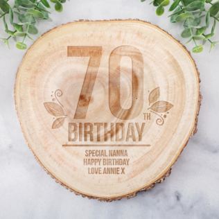 Personalised 70th Birthday Tree Slice Product Image