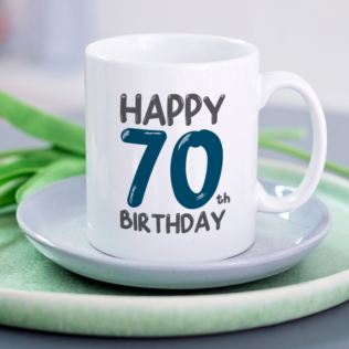 Personalised 70th Birthday Mug Blue Product Image