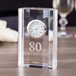 Engraved 80th Birthday Mantel Clock Product Image