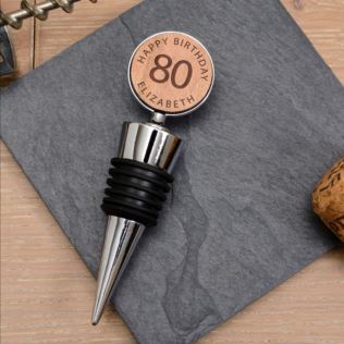 Personalised 80th Birthday Wooden Bottle Stopper Product Image