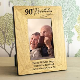 90th Birthday Wooden Personalised Photo Frame Product Image