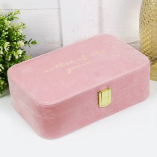 Amore Pink Velvet Jewellery Box "Mother of The Groom" Product Image