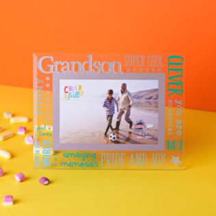 6" x 4" Cheerful Glass Photo Frame - Grandson Product Image