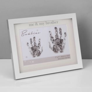 Bambino Silver Colour Hand Print Frame- Me & My Brother 7x5" Product Image