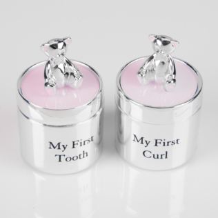 Bambino Silver Plated First Tooth & Curl Box Set - Pink Product Image