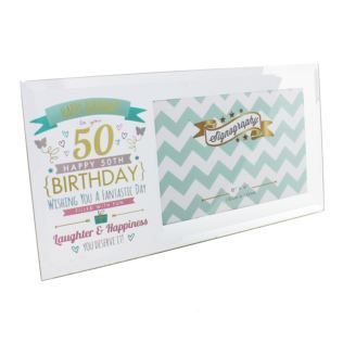 6" x 4" - Signography 50th Birthday Glass Frame Product Image