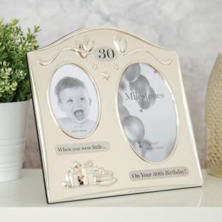 Milestones 2 Tone Silver Plated Double Birthday Frame - 30 Product Image