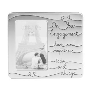 4" x 6" - Engagement Satin Silver Plated Photo Frame Product Image