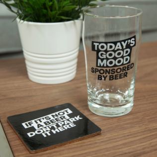 Ministry Of Humour Beer Glass & Coaster - Today's Good Mood Product Image