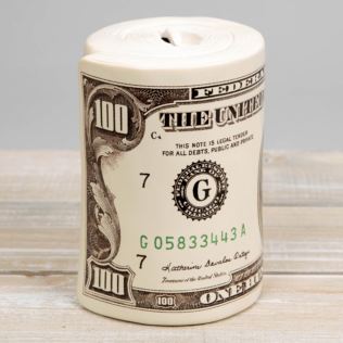 Harvey Makin Ceramic Rolled Up Dollar Bills Money Bank Product Image