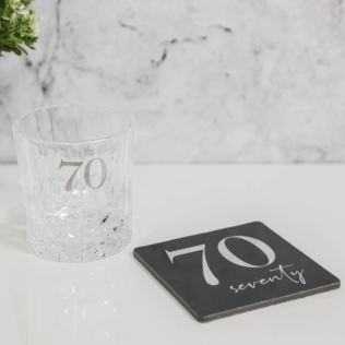 Milestones Cut Glass Whisky Tumbler & Coaster - 70 Product Image