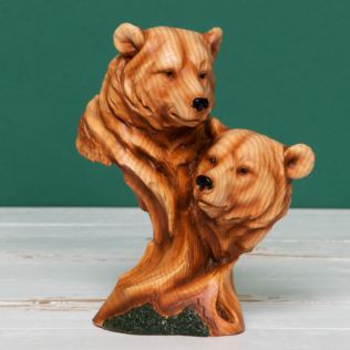 Naturecraft Wood Effect Resin Figurine - Two Bear Heads Product Image