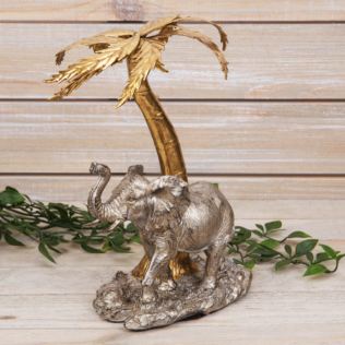 Naturecraft Collection - Elephant Under a Palm Tree Figurine Product Image