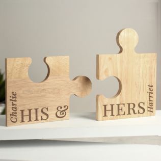 Personalised His & Hers Jigsaw Piece Set Product Image