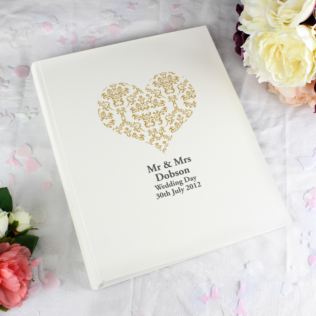 Personalised Gold Damask Heart Traditional Photo Album Product Image