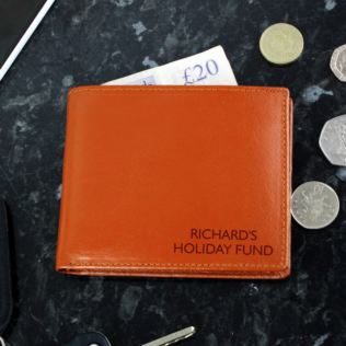 Personalised Message Tan Leather Wallet Product Image