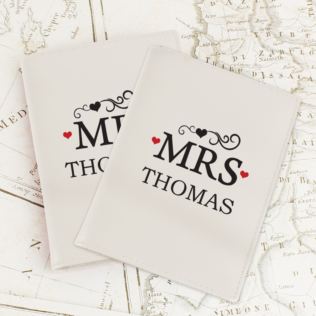 Personalised Mr & Mrs Cream Passport Holders Product Image