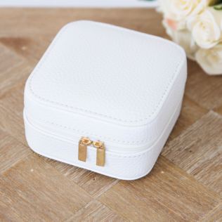 Sophia Small White Jewellery Box with Rose Gold Finish Zip Product Image