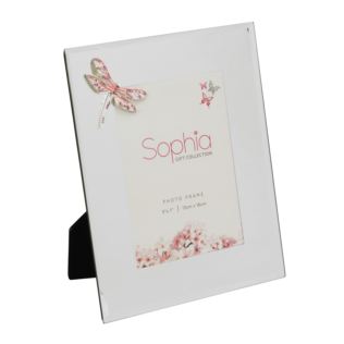5" x 7" - Sophia Pink Crystal Dragonfly Glass Photo Frame Product Image