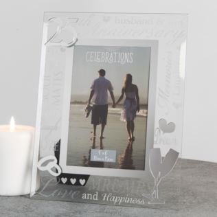4" x 6" - Mirror Glass & Glitter Frame - 25th Anniversary Product Image