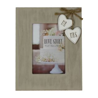 Love Story Wooden Frame With Hearts "Mr & Mrs" 4" x 6" Product Image