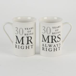 Amore Gift Mug Set - 30 Years Mr Right / Mrs Always Right Product Image