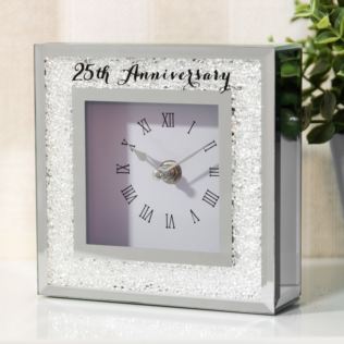 Celebrations Crystal Border Mantel Clock - 25th Anniversary Product Image