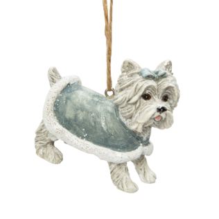 Dog with Silver Coat Hanging Tree Ornament Product Image