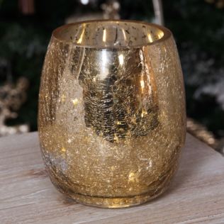 Medium Gold Glass Vase w/ LED Bulbs Product Image
