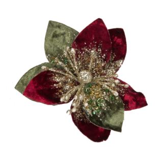 Red & Green Poinsettia Tree Clip 9cm Product Image