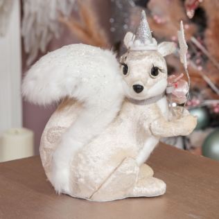 Pearl Velvet Squirrel, Witch's Hat and Wand Decoration Product Image