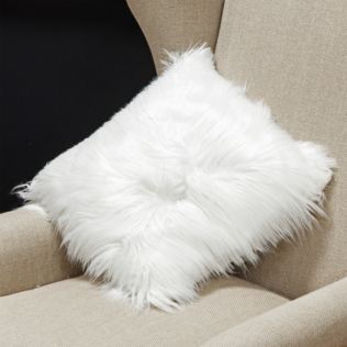 Cream Textured Faux Fur Cushion 45cm x 45cm Product Image