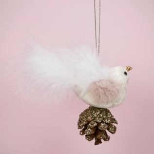 Feathered Bird on Acorn Tree Decoration Product Image