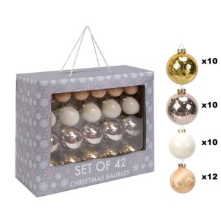 Set of 42 Rose Gold & Gold Glass Baubles Product Image