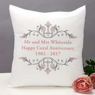 Personalised Coral Anniversary Cushion Product Image