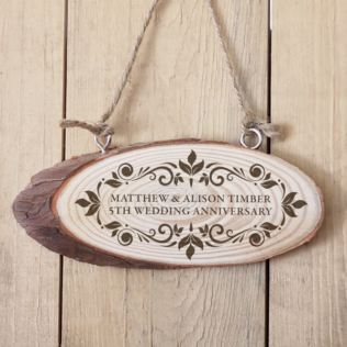 Personalised Anniversary Wooden Hanging Plaque Product Image