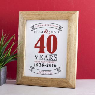 Personalised Ruby Anniversary Framed Print Product Image