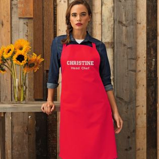 Personalised Embroidered Red Adult Bib Pocket Apron Product Image