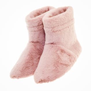 Pink Faux Fur Microwaveable Slipper Boots Product Image