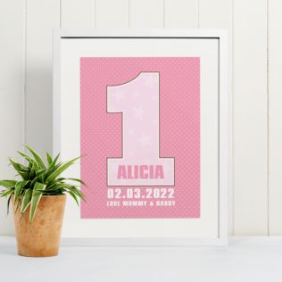 Personalised Girls First Birthday Framed Print Product Image