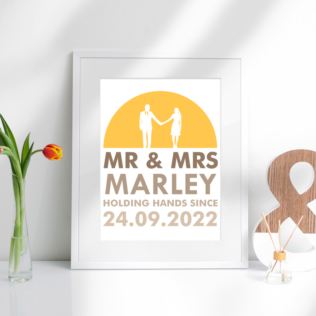 Personalised Mr & Mrs Holding Hands Framed Print Product Image