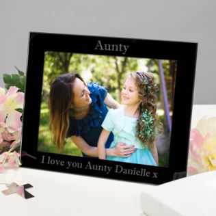 Personalised Aunty Black Glass Photo Frame Product Image