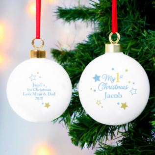 Baby Boys Personalised First Christmas Bauble Product Image