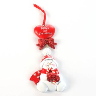 Personalised Baby's 1st Christmas Red Heart Ornament Product Image
