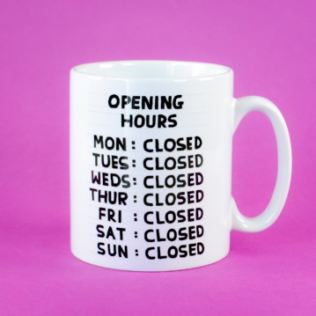 David Shrigley Opening Hours Mug Product Image