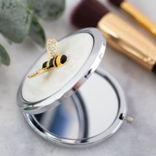 Personalised Silverplated & Crystal Bumble Bee Compact Mirror Product Image