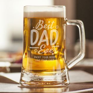 Personalised Best Dad Ever Glass Stern Tankard Product Image